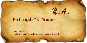 Malinyák Andor névjegykártya